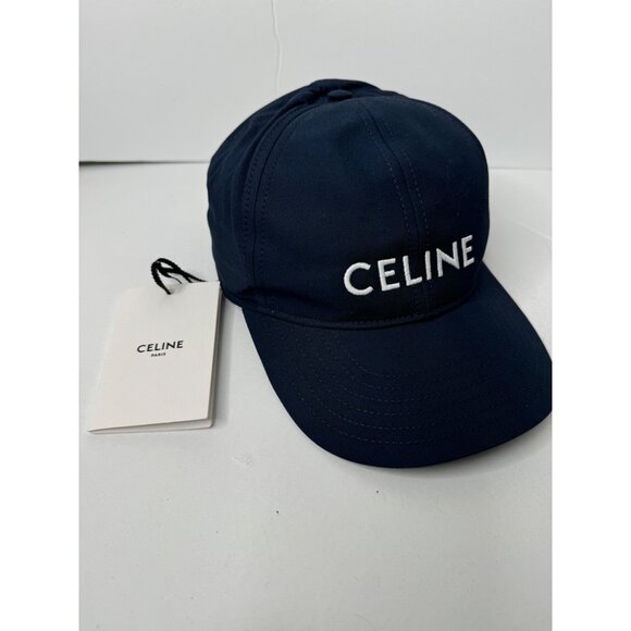 NWT Celine Baseball Cap in Cotton Marine Blue Logo-Embroidered Size Small - Picture 3 of 15